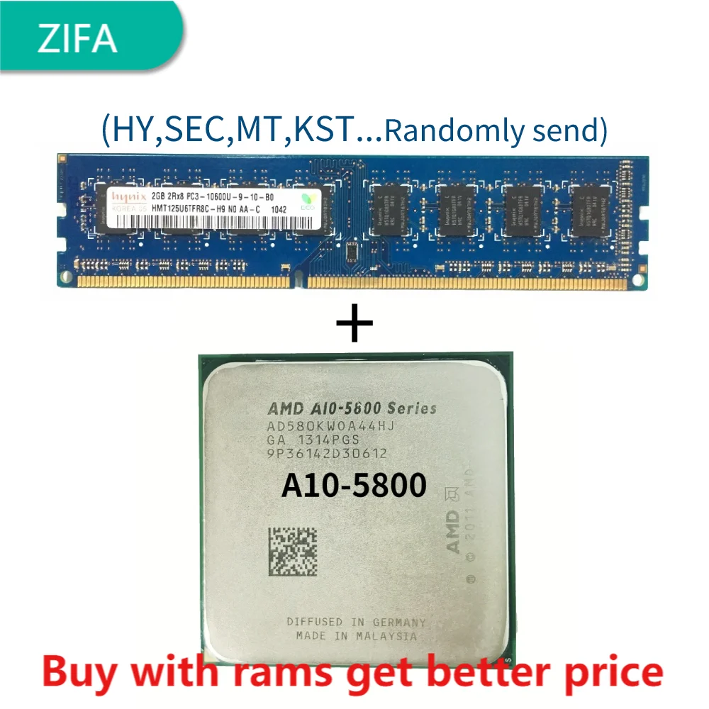 DDR3 2G 1333Mhz with A10-Series A10 5800 5800K 5800B Quad-Core CPU Processor AD580KWOA44HJ/AD580BWOA44HJ Socket FM2 | Компьютеры и