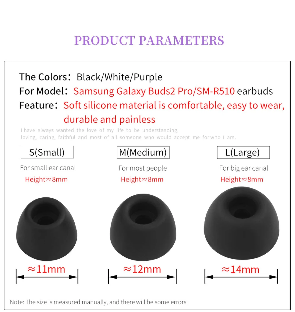 Quality Silicone Ear Tips for Samsung Galaxy Buds2 Pro TWS Eartips SM-R510 Ture Wireless Earbuds Tips Buds 2 Soft Earplugs