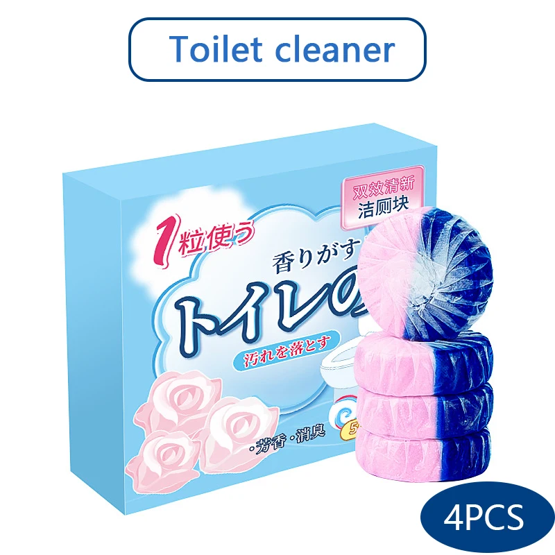 4PCSAutomaticToiletBowlCleanerTabletsToiletCleanerEffervescentDeodorizingRemoveUrine