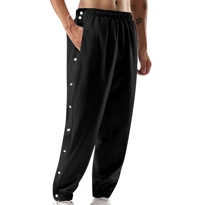 

Men Jogger Contrast Color Sides Buttons Stretch Workout Trousers Casual Sweatpants Streetwear Hip Hop Couple Women Unisex
