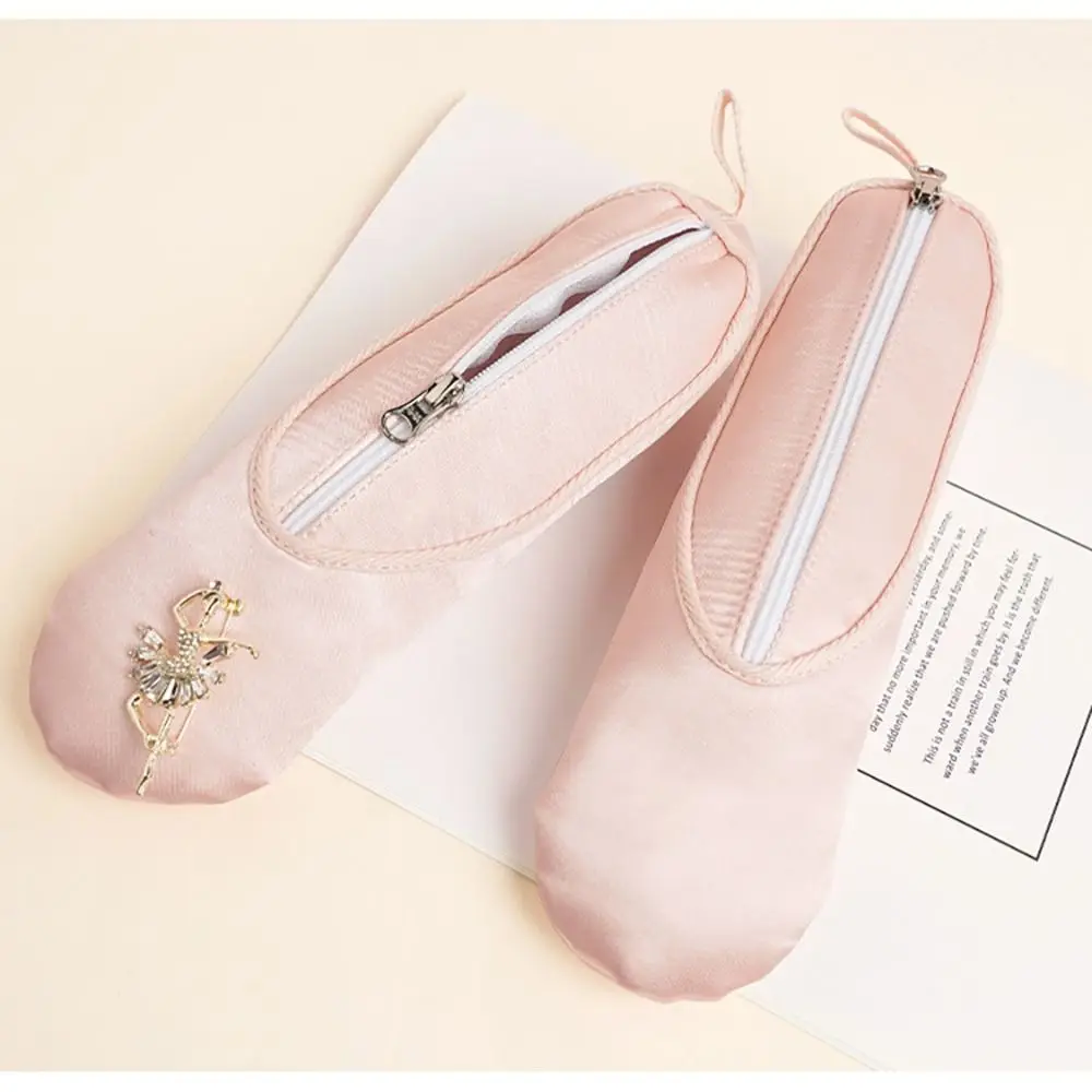 

Розовая балетная сумка для ручек, креативная косметичка, помада, карандаш для бровей, подводки, косметичка для хранения, Студенческая сумка для карандашей