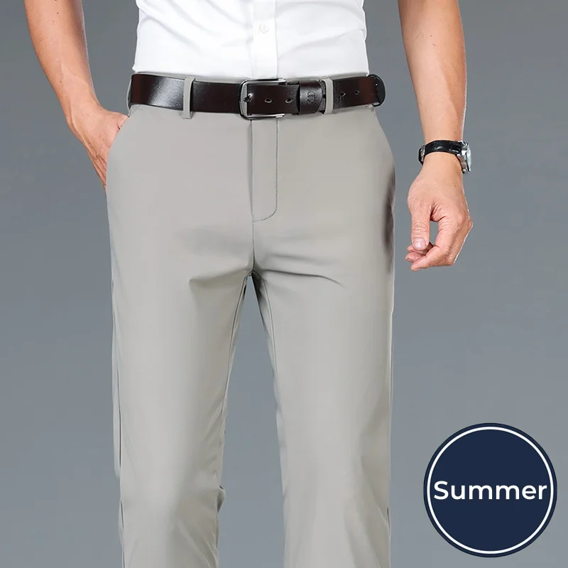 Summer Thin Men's Business Casual Pants Solid Color Straight Classic ...
