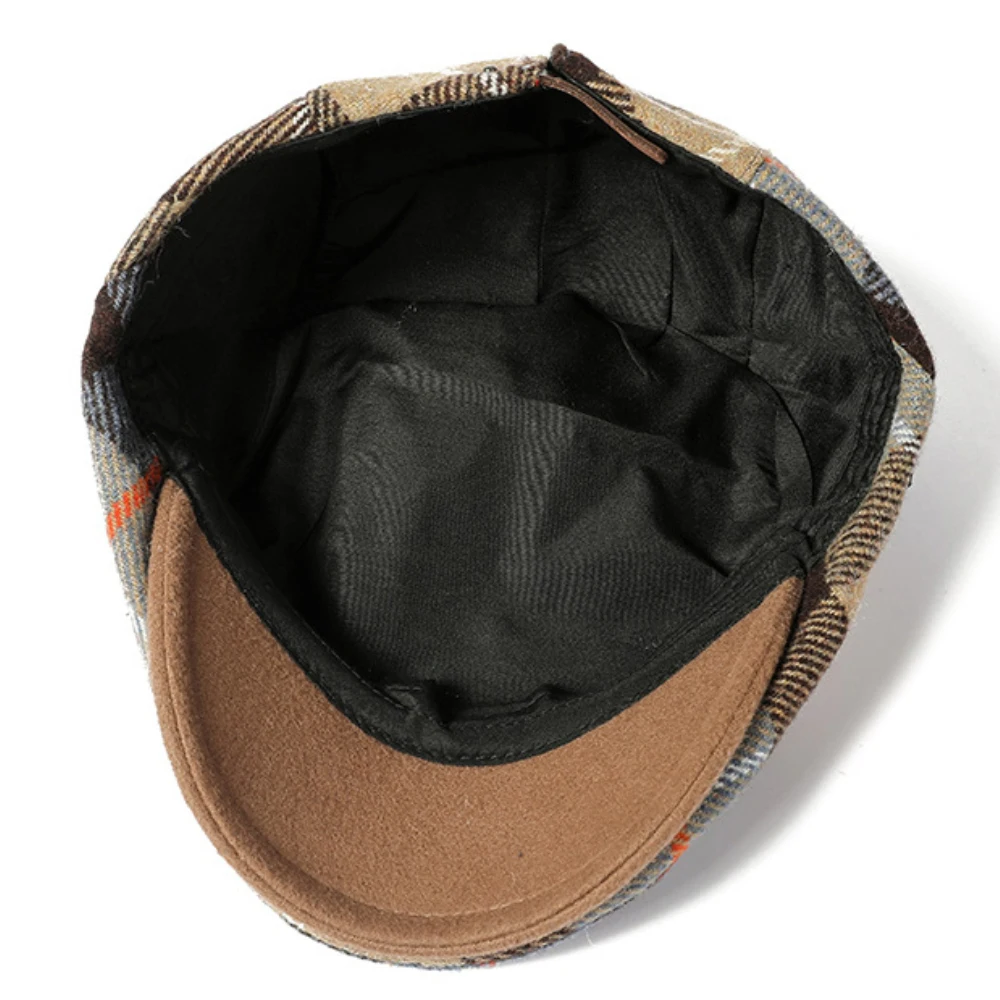 HT4319 Berets Autumn Winter Caps Men Women Plaid Beret Caps Artist Painter Wool Beret Hat Male Female Flat beret hat woolen beret