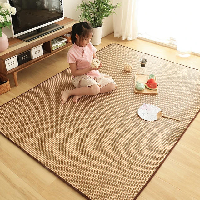 Estera de Tatami de estilo japonés, tapete grueso de yute de ratán