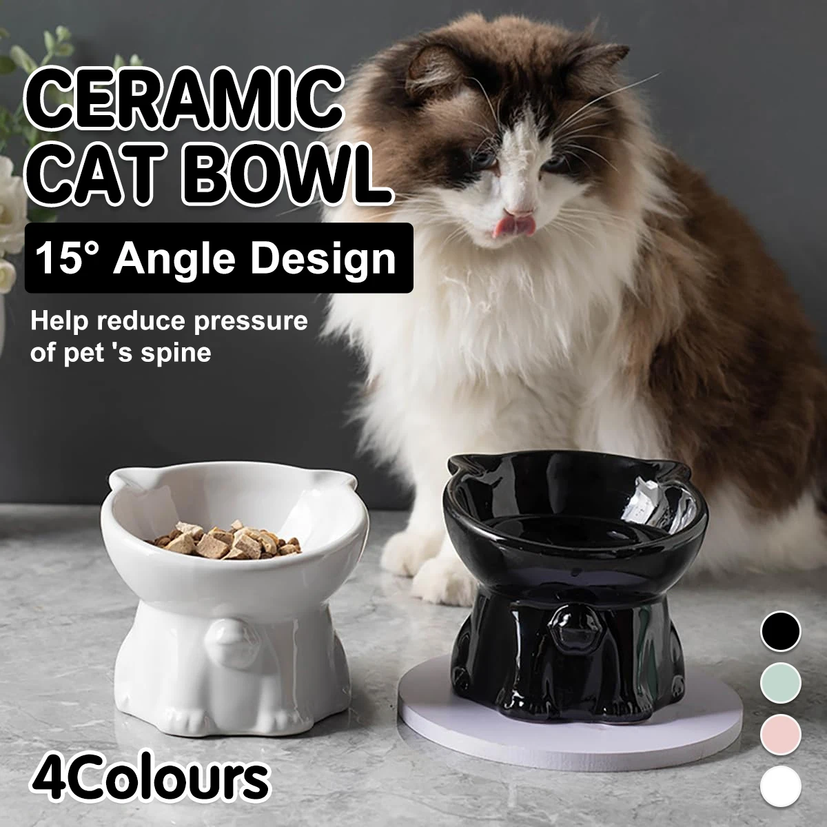 Ergonomic Ceramic Cat Bowl for Comfortable Eating