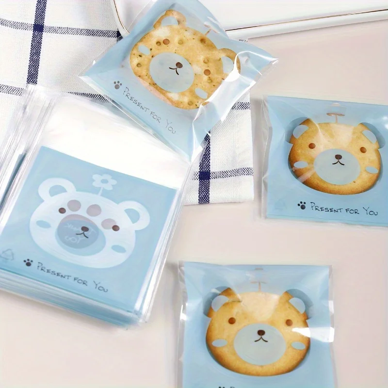 

100pcs Little Bear Creative Cute Packaging Bag Small Business Supplies & Practical Convenient Home Personal Use Supplies