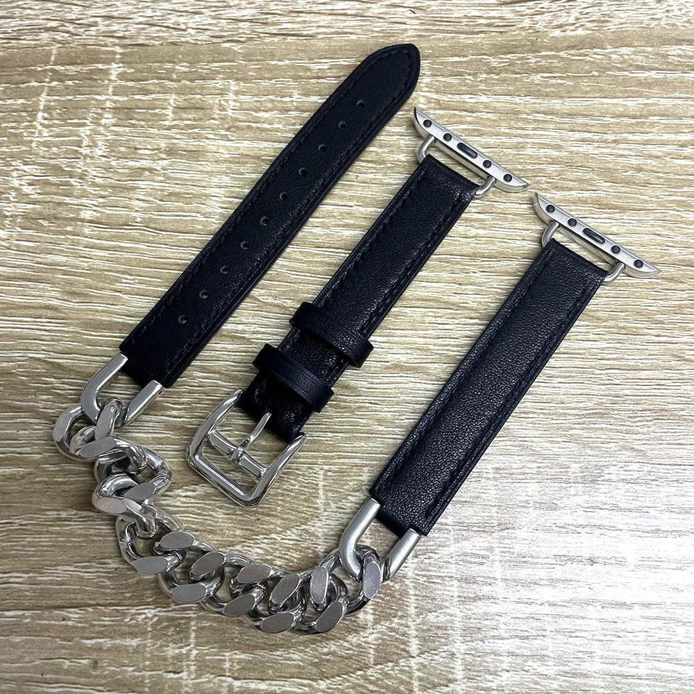 Фото Ремешок кожаный для Apple watch band 44 мм 49 мм 45 мм 42/41/40/38 мм №2