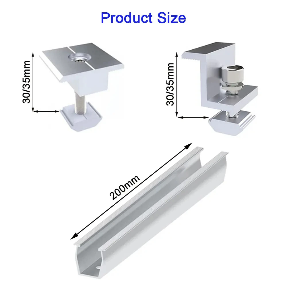 30/35mm Solar Panel Mounting Bracket Photovoltaic Rail Kit Solar Panel Fixed Module PV Mid And End Clamp For Roof Mount Rails