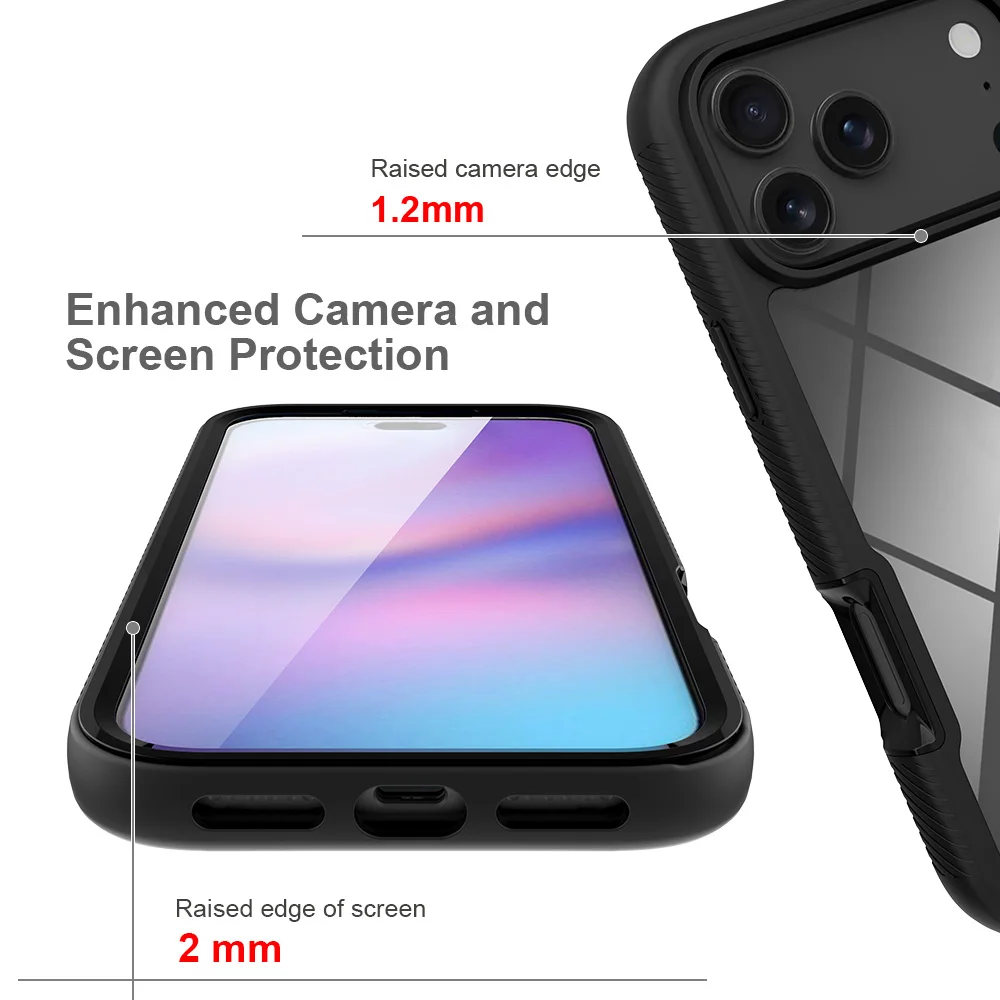 Rugged Hybrid 360 Full Body Case with Screen Protector and Dustproof Transparent Cover