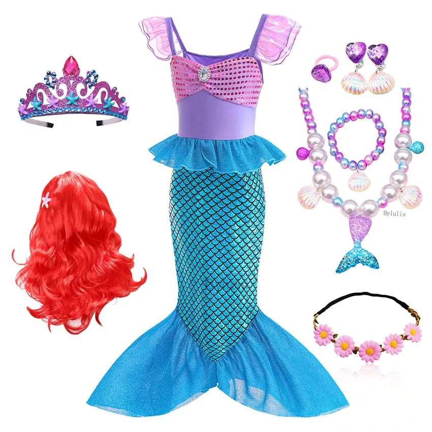 The Little Mermaid Costume Princess Ariel Mermaid Costume for Girls Ariel Carnival Halloween Costumes Party Dress Clothes