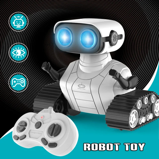 Remote Control Smart Robot Toys with LED Eyes & Music Designed with Waving Arms Musical Toy Gift for Toddlers USB Rechargeable 1
