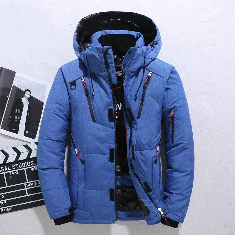 Men Down Jacket Hooded Outdoor Thick Parka-20 Degree Male White Duck Down Jacket Oversized Winter Parkas Warm Padded Snow Coat down jacket puffer jacket parka coat parkas coat