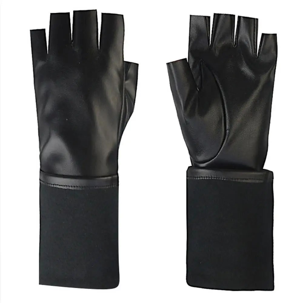 Women Winter Warm Long Sheepskin Fingerless Gloves Fashion Punk Black Half Finger Gloves Ladies Dancing Party Accessories Gifts