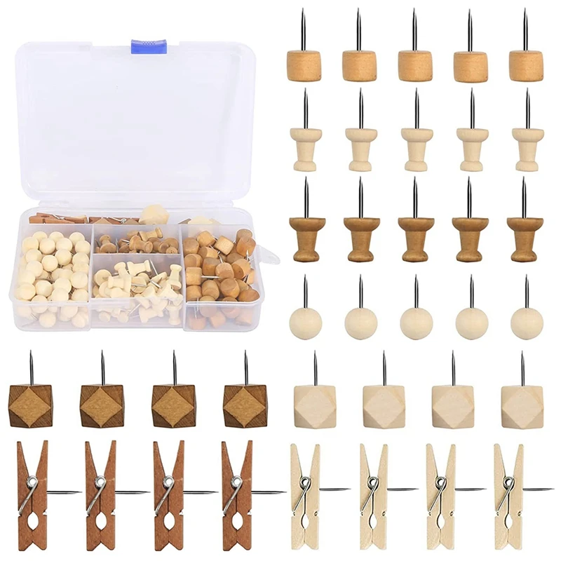 

Деревянные булавки, деревянные булавки, деревянные булавки с ящиком для хранения для пробковой доски, фотографии