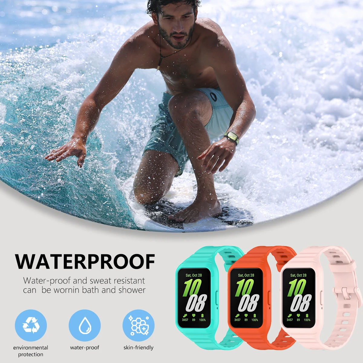 Durable Silicone Sport Wristband - Adjustable Strap for Galaxy Fit 3 Fitness Accessory