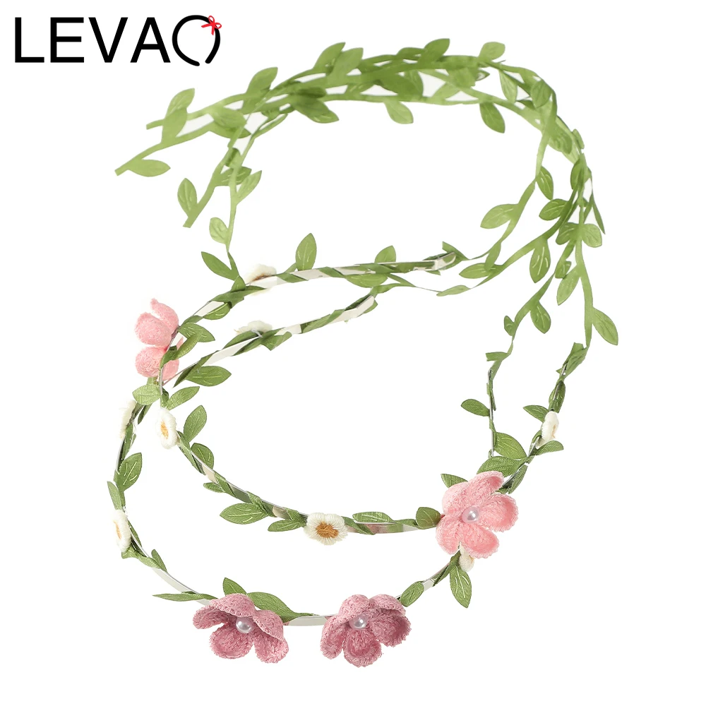 

LEVAO 12cm Yarn Flower Hair Bands Wreath For Women Fashion Rattan Headband Hairbands Holiday Travel Hair Accessories Headbands
