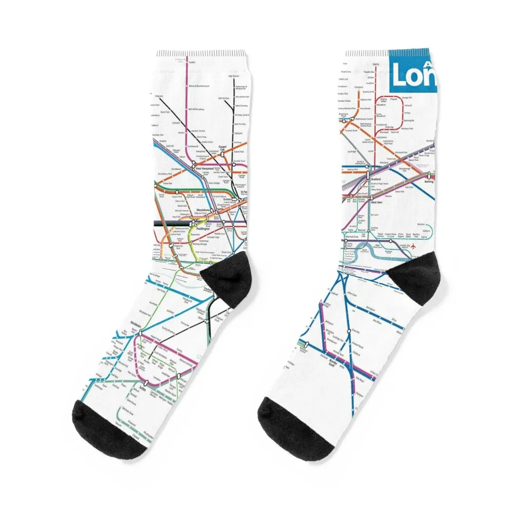 

London AllRail map Socks snow sports and leisure winter gifts Woman Socks Men's