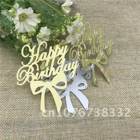 

Bow Metal Cutting Dies Stencil Scrapbooking Photo Album Card Paper Embossing Craft DIY Die Cut Happy Birthday