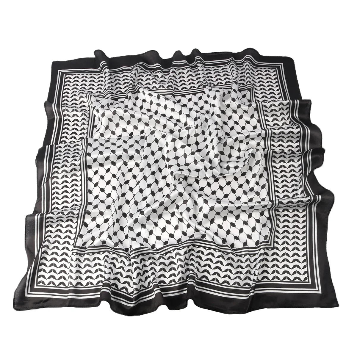 New Fashion 90x90cm Square Scarf Women High Quality Palestine Scarf Keffiyeh Printed Silk Sunscreen Muslim Hijab