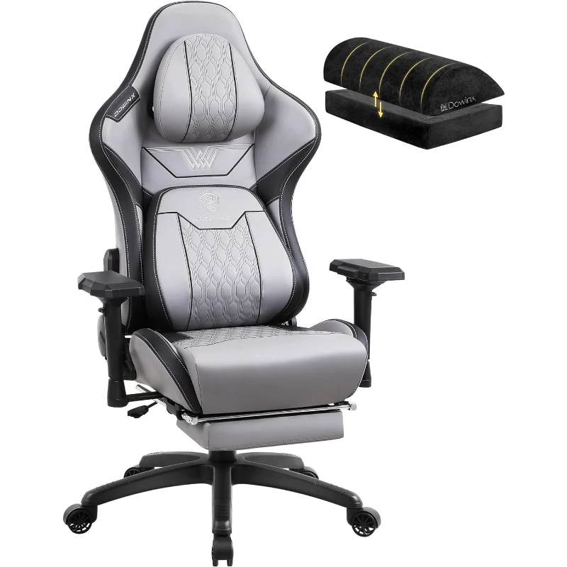 

Dowinx Big and Tall Gaming Chair with Footrest, High Back Ergonomic Office Comfortable Headrest Lumbar Support, 4