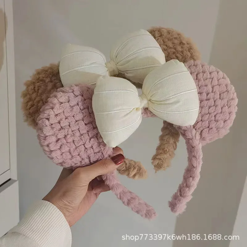 

Coral Bowknot Little Bear Ear Hair Band Female Winter Cute Cartoon Face Wash Hair Band Hair Hoop Korean Girl Hair Headband