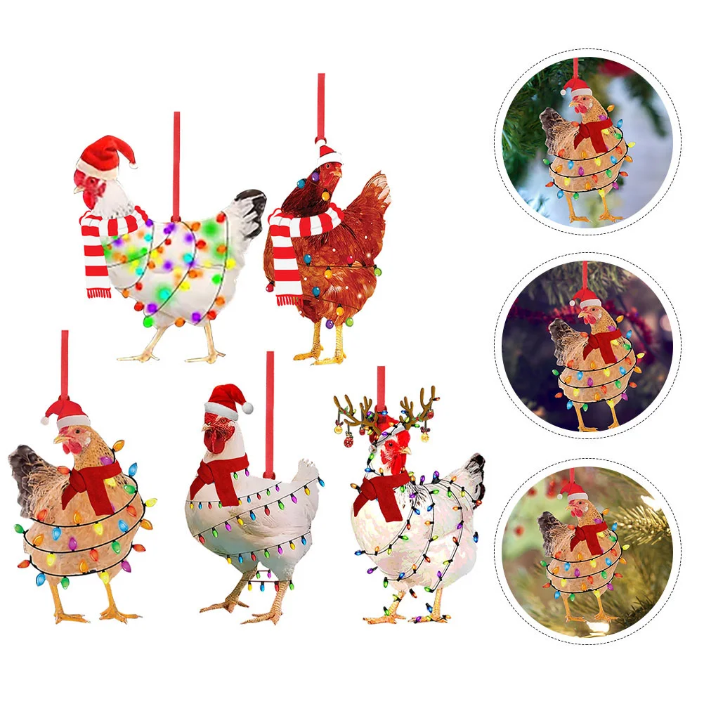 

Christmas Rooster Hangings Chicken Xmas Tree Pendants Decorations Party Ornaments