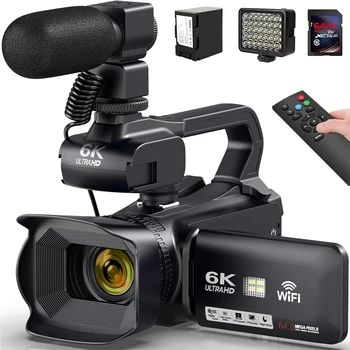 Videocamere Professionali 4K Ultra HD per Fotografia, Zoom Digitale 18X, Videocamere per Streaming Live su YouTube, Registratore Vlogging 64MP