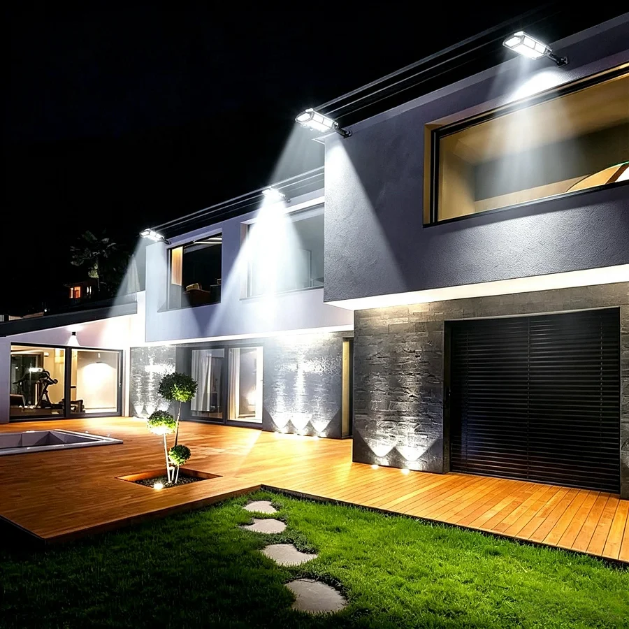 High-Power Outdoor Solar LED Flood & Motion Sensor Light - Waterproof Street & Wall Illumination
