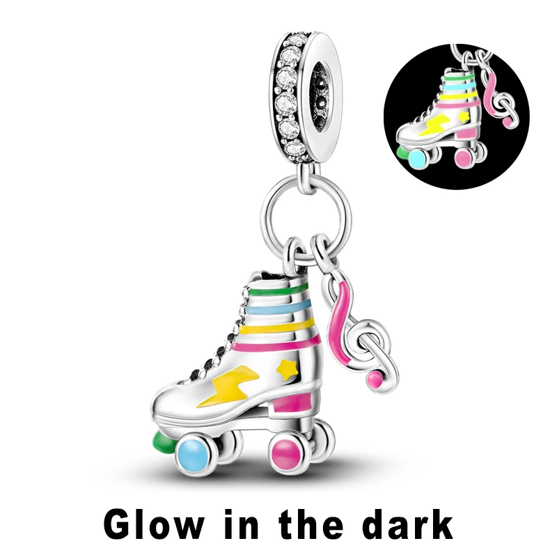 Silver Plated Sport Love Skate Shoe Dangle Charm Pendant