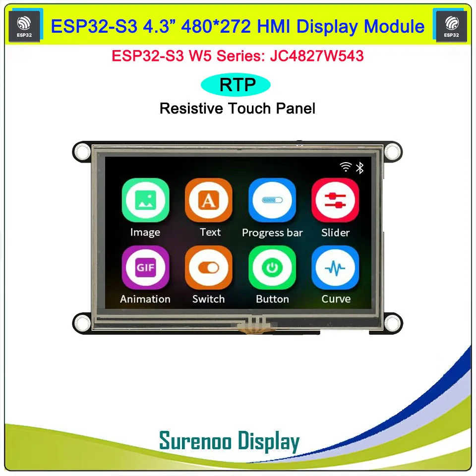 รูปสินค้า หน้าจอสัมผัส ESP32-S3 4.3 นิ้ว IPS 480x272 พร้อม WIFI Bluetooth