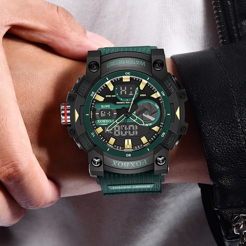 New Original FOXBOX Men Watch Fashion Military Analog Digital Watches For Men Top Brand Luxury Waterproof Quartz Wristwatch Men
