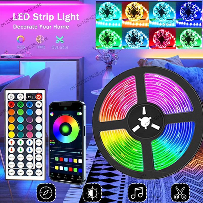 

Room Led Lights RGB Tape SMD5050 Led Strip Lights Bedroom Decoration USB DC5V Bluetooth Neon Lights 1-5m 10m 15m 20m 30m Lamp