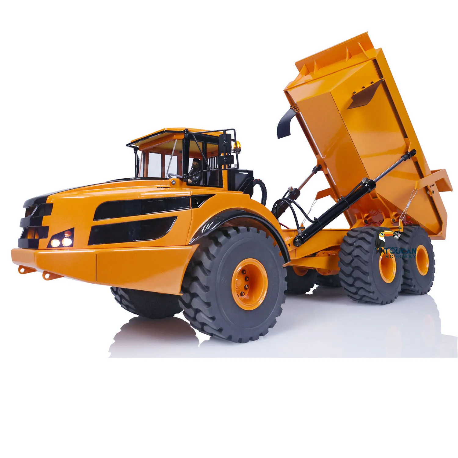 1/14 XDRC 6X6 RC Hydraulic Articulated Truck Remote Control Assembled Painted Dumper Car Model With Light Sound TH21426-SMT9 4