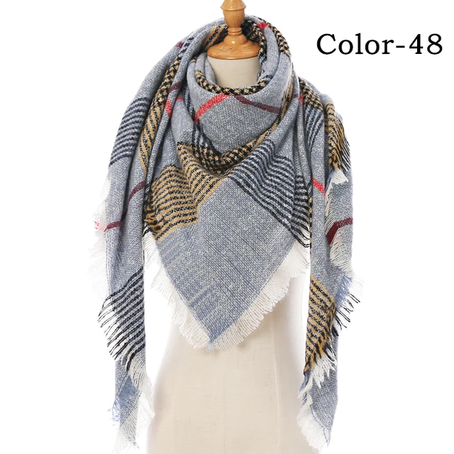 2021 new Cashmere Scarf For Women Plaid Knitted Triangle Pashmina Winter Warm Shawl Wraps Bufanda Female Soft Neck Echarpe UE-48