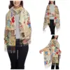 Womens Tassel Scarf Britain Paddington Brown Bear Long Soft Warm Shawl and Wrap Cute Movie Cartoon Daily Wear Cashmere Scarf 2