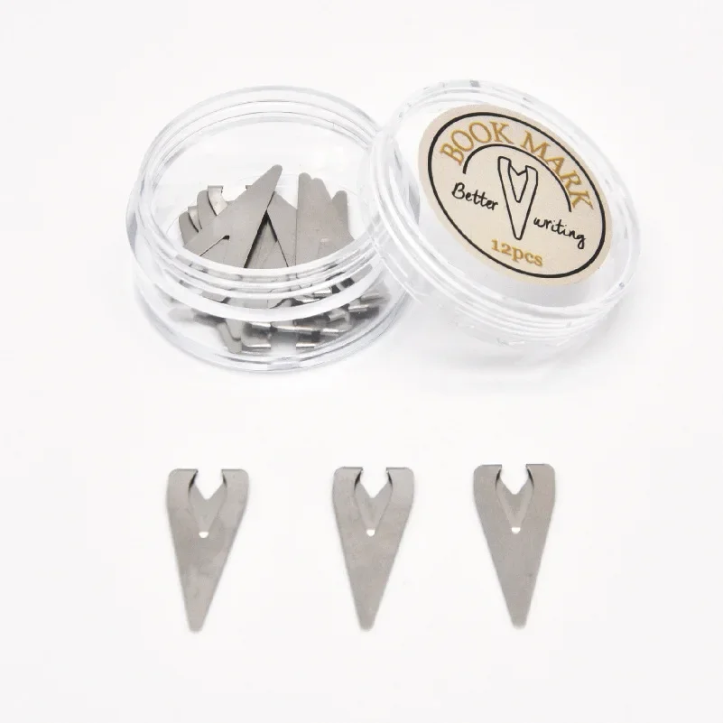 12pcs קריאייטיב מתכת משולש החץ סימניה דף ספר נקודה מדד נקודה כדי לסמן סימניה קריאה אביזרי מורה מתנה מורה