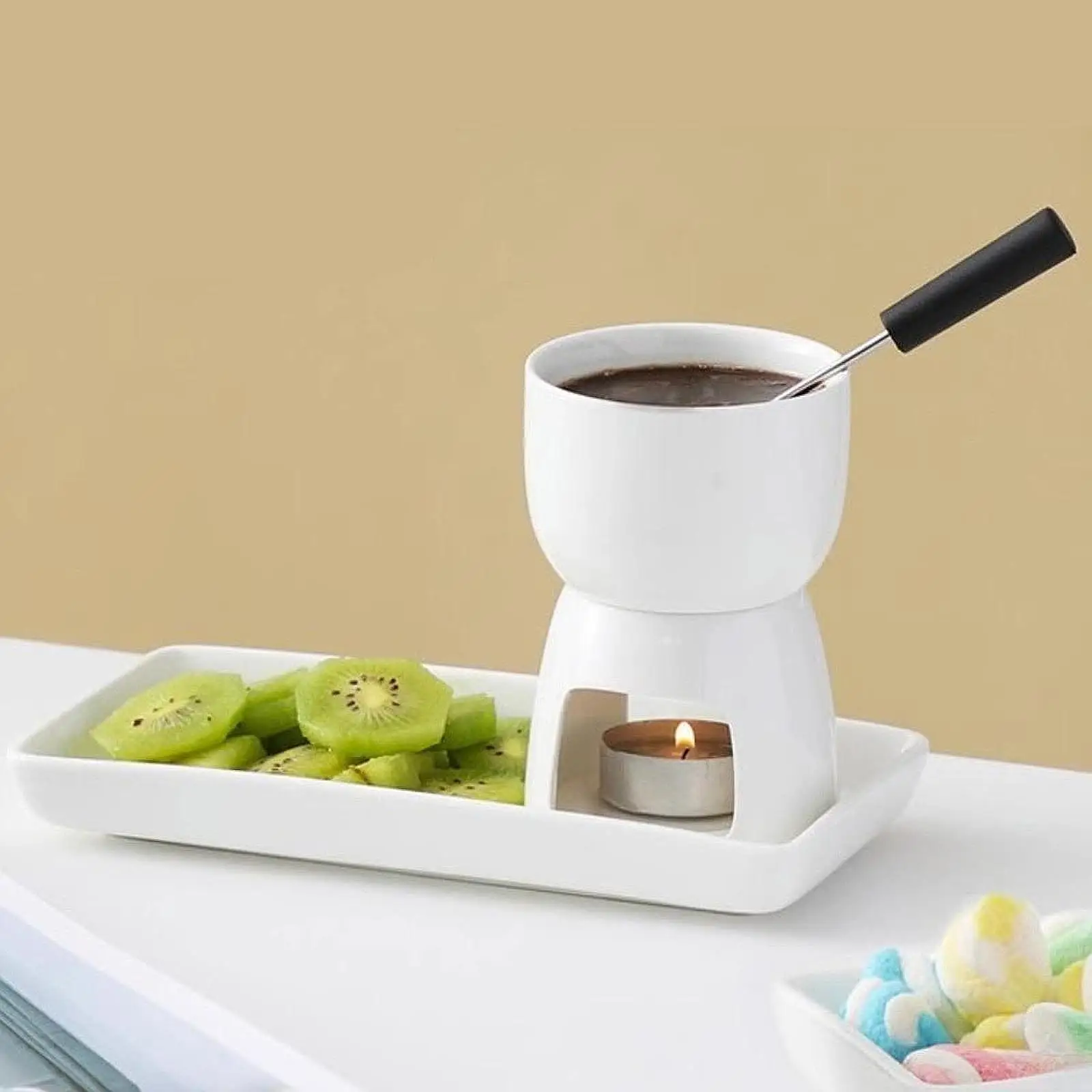 4 Pieces Chocolate Fondue Pot Set Chocolate Melter Snack Cookware Melting Mug Dinner Candy Dining Butter Melt Pot Fondue Set