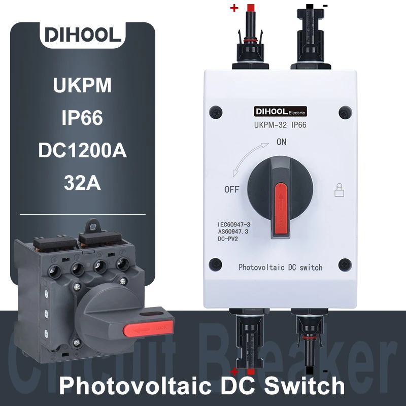 Photovoltaic DC Isolation Switch 32A UKPM Waterproof Solar PV