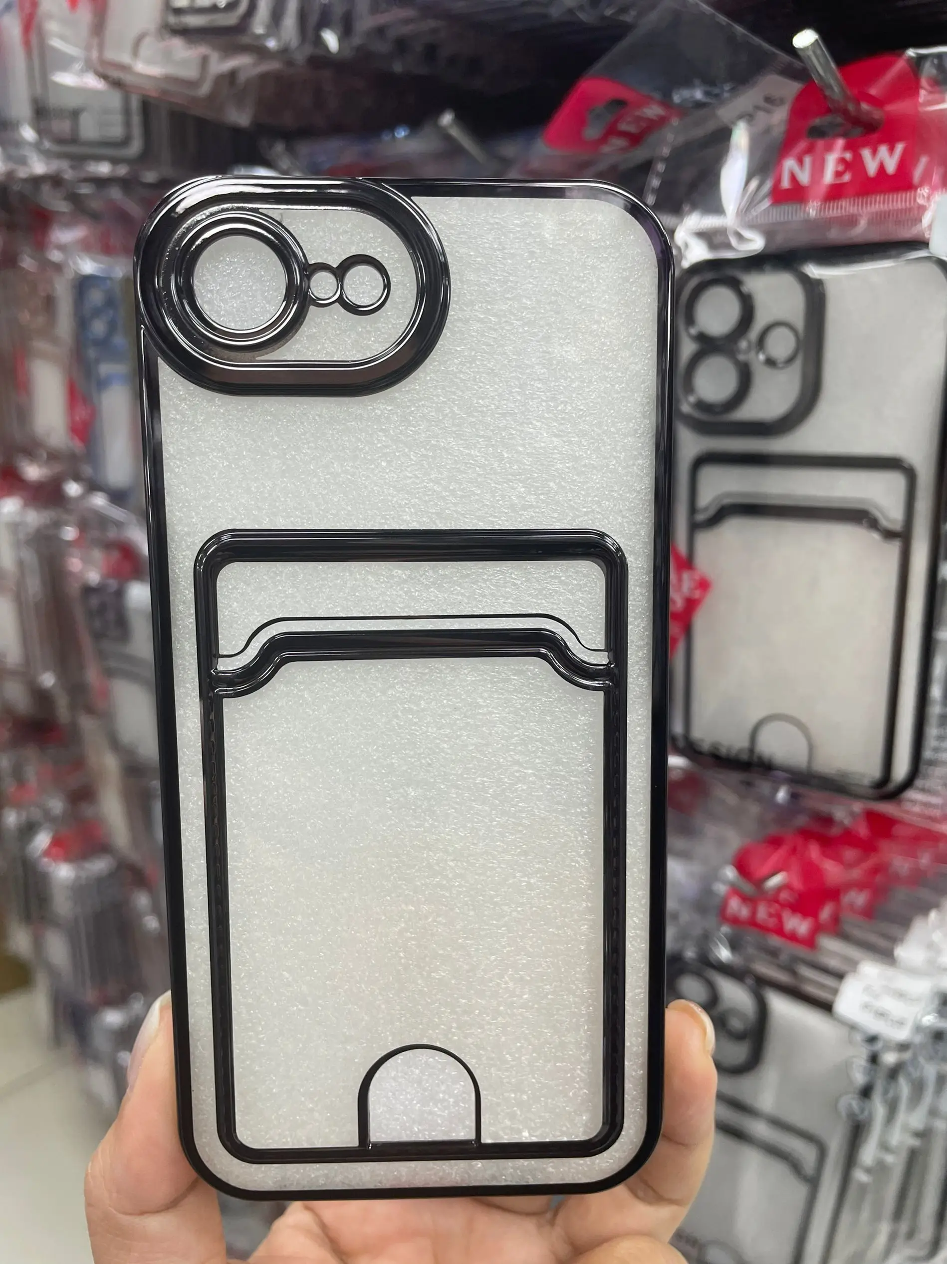 Enhanced Plating Wallet Card Holder Case with Soft Shockproof Transparent Back Cover
