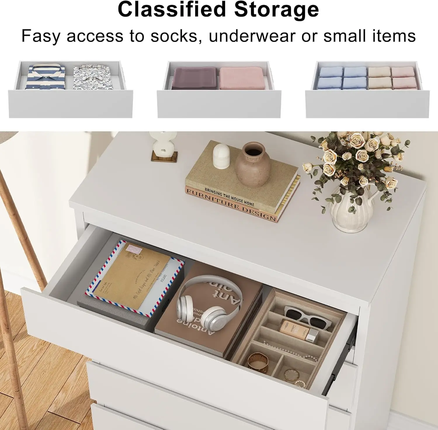 Narrow depth dresser for small spaces