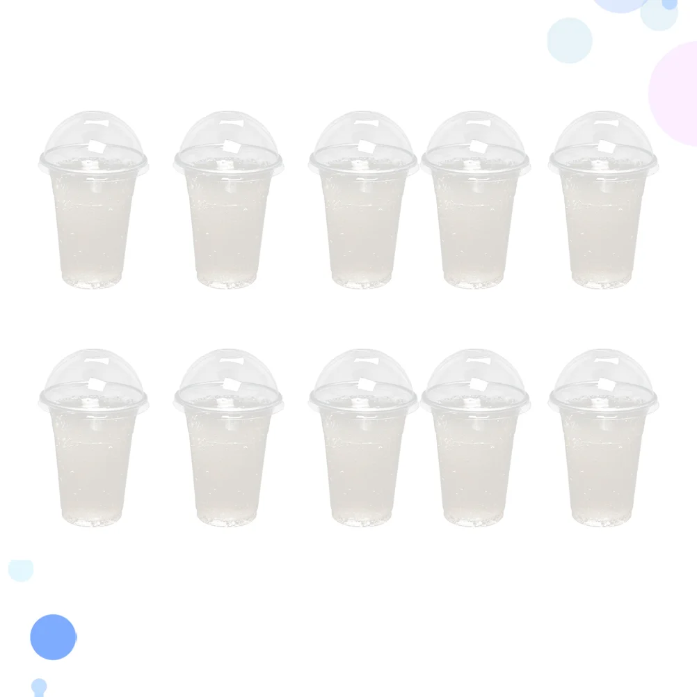 50 Pcs 500ml Disposable Clear Plastic Cups With Hole Dome Lids For Tea Fruit Juice Milk Tea With Covers plastic cups