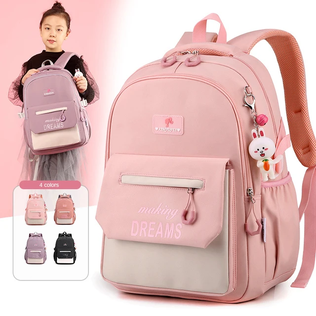 Backpack for Girls Primary School Student Bag 8-14 Years Children Pink  Bookbag Kids Satchels Teenagers