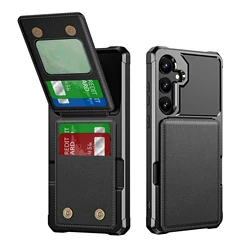 Premium Vertical Card Slot Leather Wallet Case with Magnetic Closure - Galaxy S23Plus (Black)