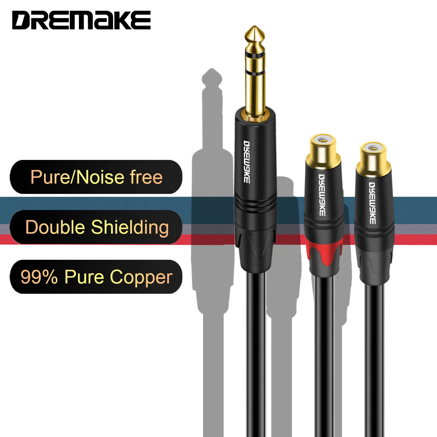 

6.35 Mm To 2RCA Cable 1/4 Inch Male TRS To 2 RCA Female Y Splitter Stereo Audio Adapter Cable for AV Receiver Speaker Amplifier