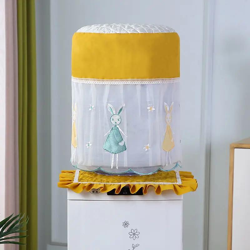 2 PCS/Set Water Dispenser Covers Lace Embroidered Cartoon Drinking Fountain Machine Dust Protector Household Kitchen Accessories
