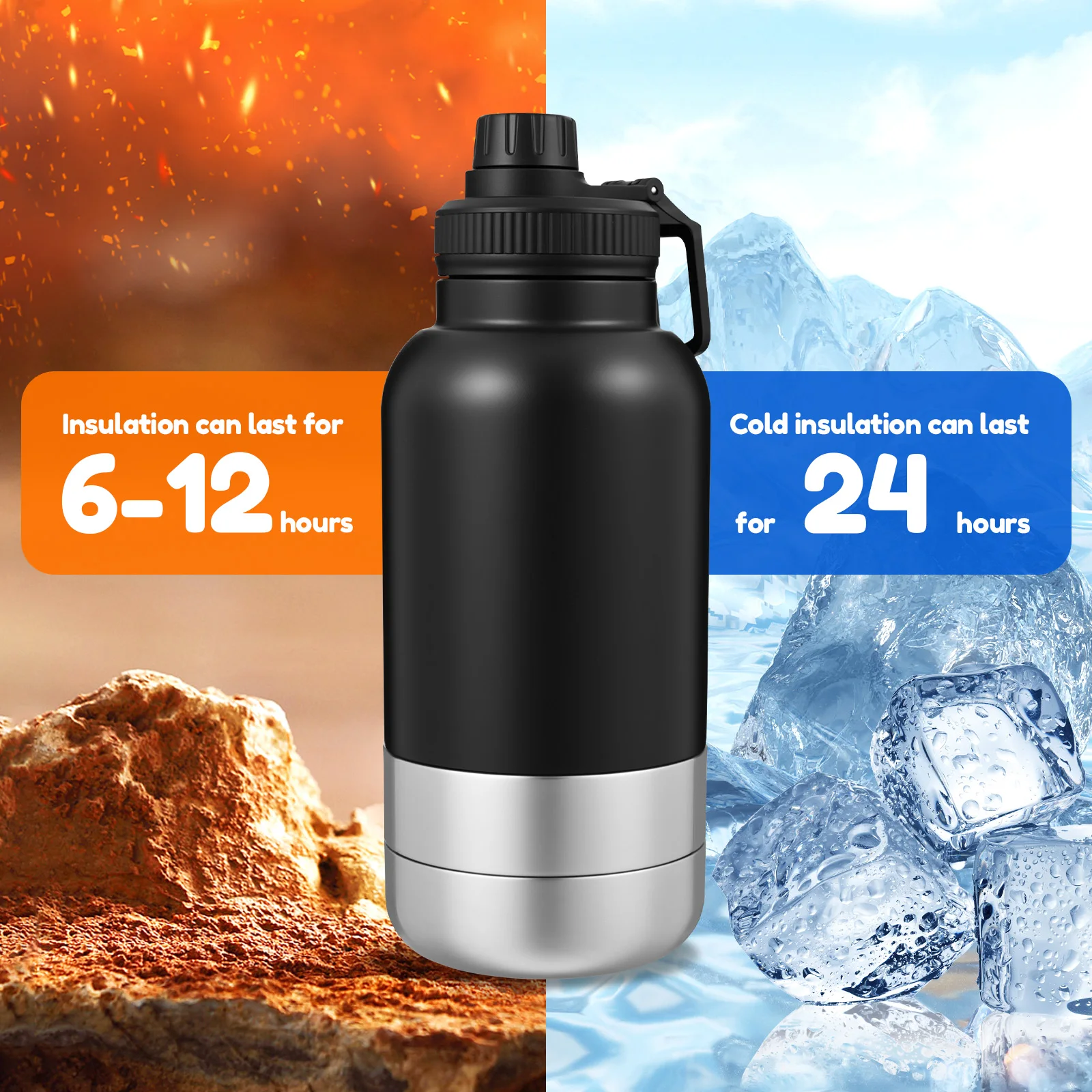 3 in 1 Stainless Steel Dog Water Bottle 32 oz Capacity Portable Leak Proof Pet Insulated Water Bottle with 2 Bowls Pet Supplies