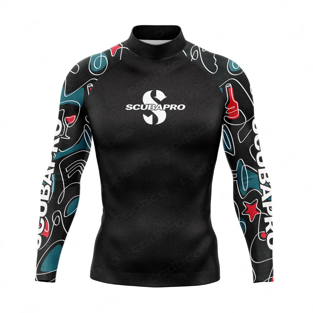 

New Men's Swimming T-shirt UV Protection Swimwear Long Sleeve Lycra Surfing Diving Suit Rash Guard Swimsuit Beach Surf Rashguard