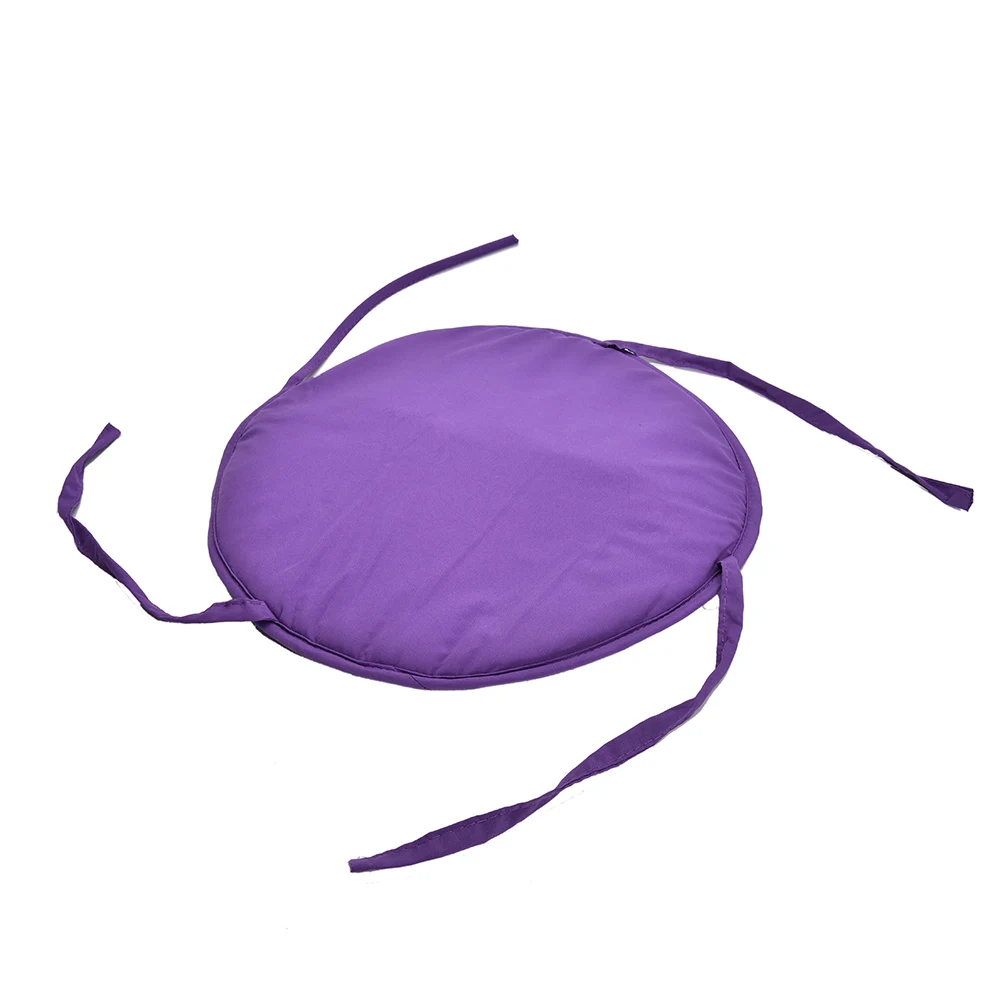 1pc Fabric Thickened Dining Chair Cushion Solid Colour Round Chair Cushion With Strap Indoor Garden Office Chair Seat Cushion 3