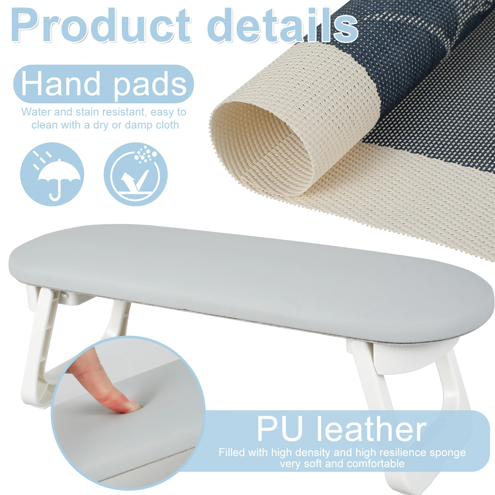Manicure Armrest Foldable Nail Arm Rest Cushion Non-Slip Nail Armrest Stand Portable Manicure Hand Rest Pillow for Nails