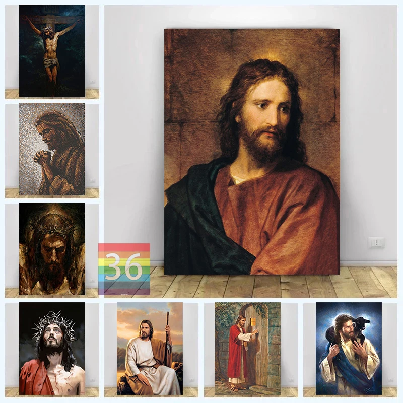 Gesù Vintage Poster Canvas Printing Jesus Wall Art Picture Cristianesimo Decorazione Della Parete Chiesa Decorazione Della Parete Estetica Home Room